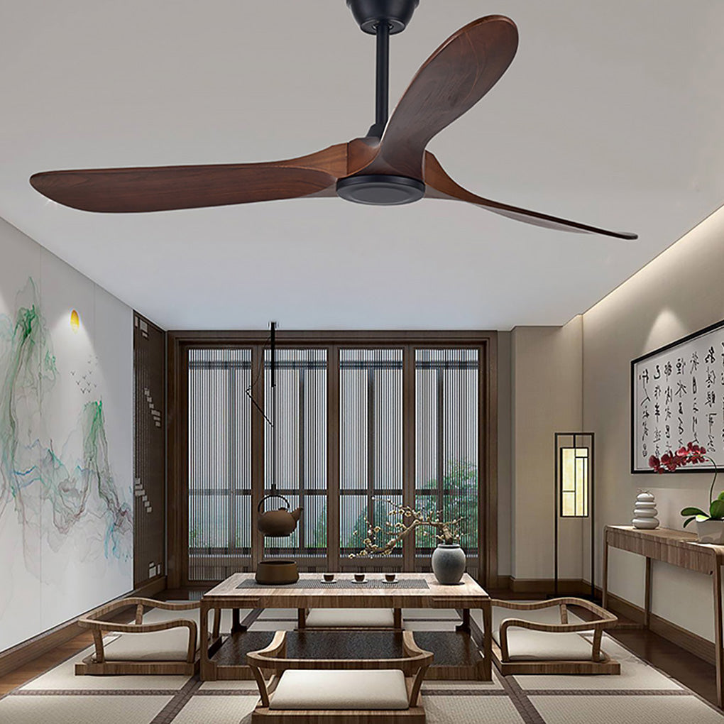 WINTERBOURNE WOODEN SILENT DIMMER CEILING FAN WITH INTEGRATED LIGHTING
