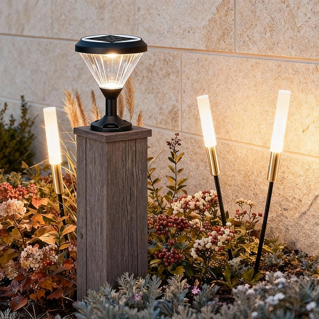 WINCHESTER FLUTED POST CAP LANTERN & TAVISTOCK REED GARDEN ILLUMINATORS