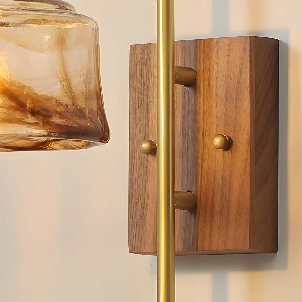 WINTHROP VINTAGE BRASS WALL SCONCE WITH GLASS SHADE