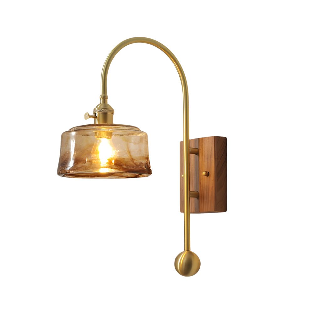 WINTHROP VINTAGE BRASS WALL SCONCE WITH GLASS SHADE