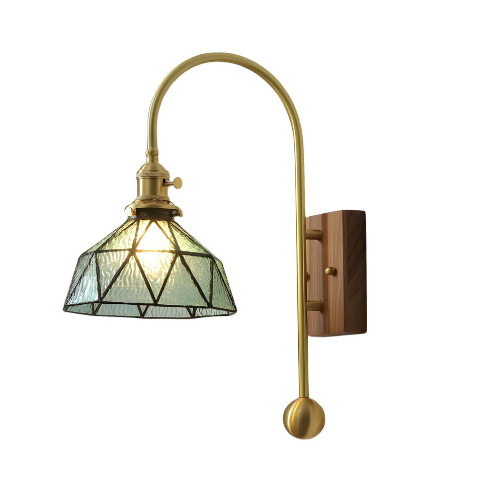 WINTHROP VINTAGE BRASS WALL SCONCE WITH GLASS SHADE
