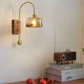 WINTHROP VINTAGE BRASS WALL SCONCE WITH GLASS SHADE