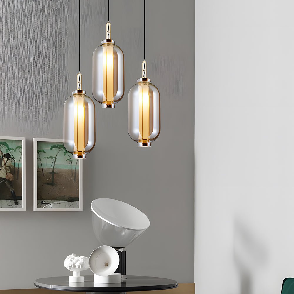 THORNBURY AMBER GLOBE SUSPENDED LIGHTING FIXTURE