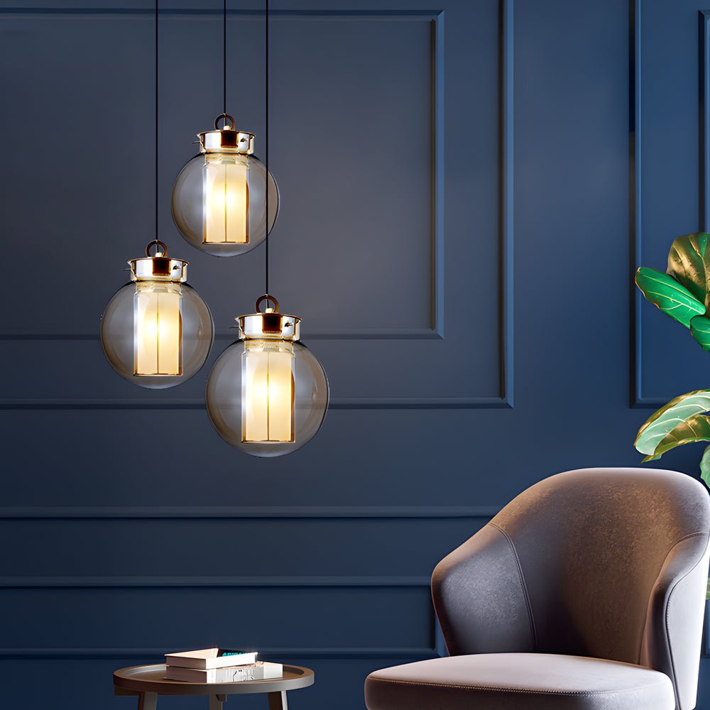 THORNBURY AMBER GLOBE SUSPENDED LIGHTING FIXTURE