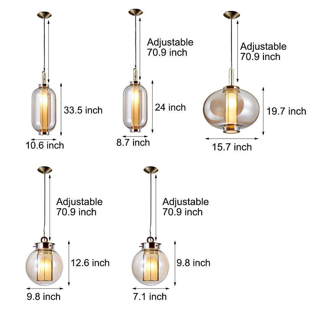 THORNBURY AMBER GLOBE SUSPENDED LIGHTING FIXTURE