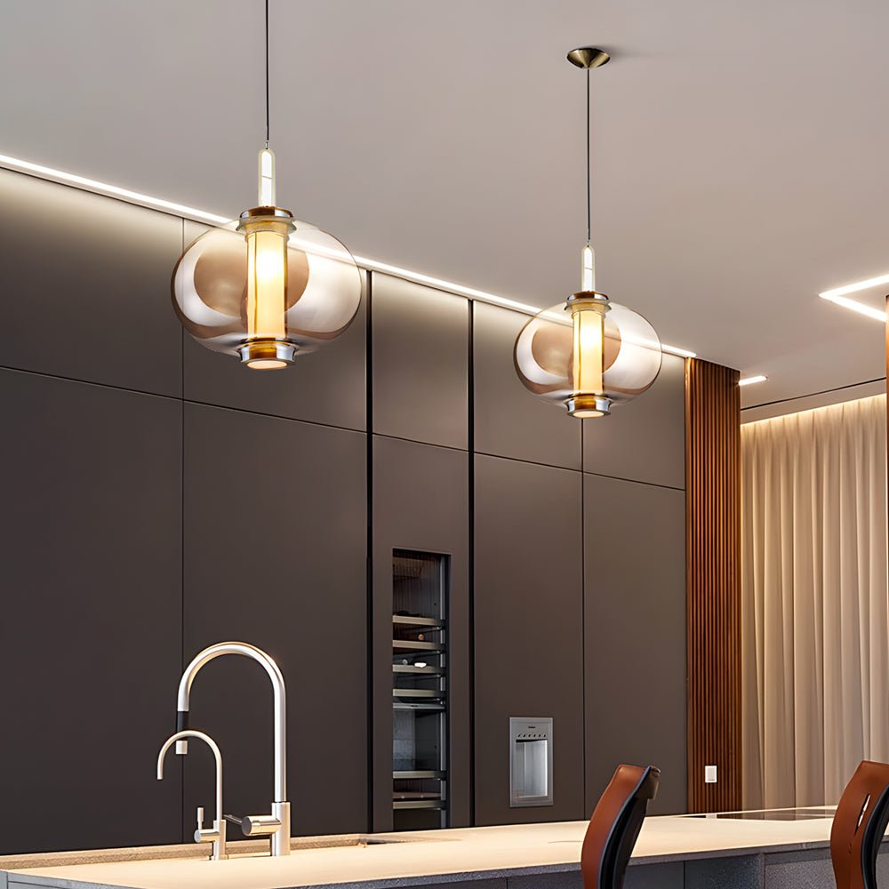 THORNBURY AMBER GLOBE SUSPENDED LIGHTING FIXTURE