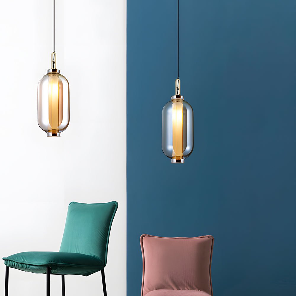 THORNBURY AMBER GLOBE SUSPENDED LIGHTING FIXTURE