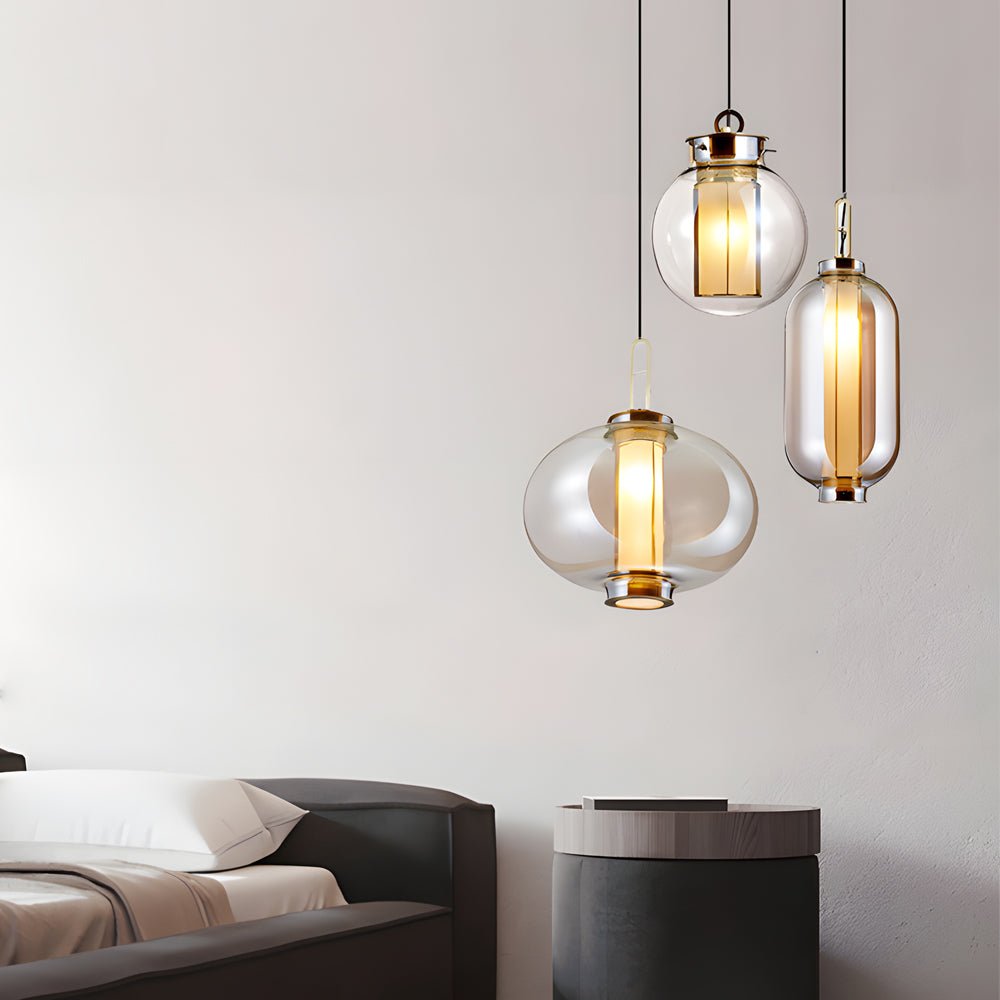 THORNBURY AMBER GLOBE SUSPENDED LIGHTING FIXTURE