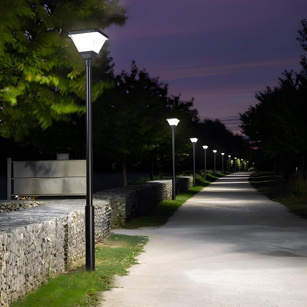 WINCHESTER SOLAR-POWERED LED SQUARE POST LANTERN, 98-IN/118-IN HEIGHT