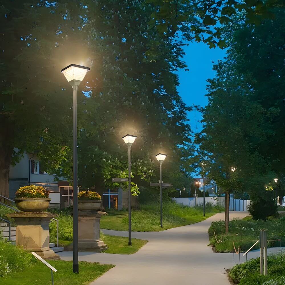 WINCHESTER SOLAR-POWERED LED SQUARE POST LANTERN, 98-IN/118-IN HEIGHT