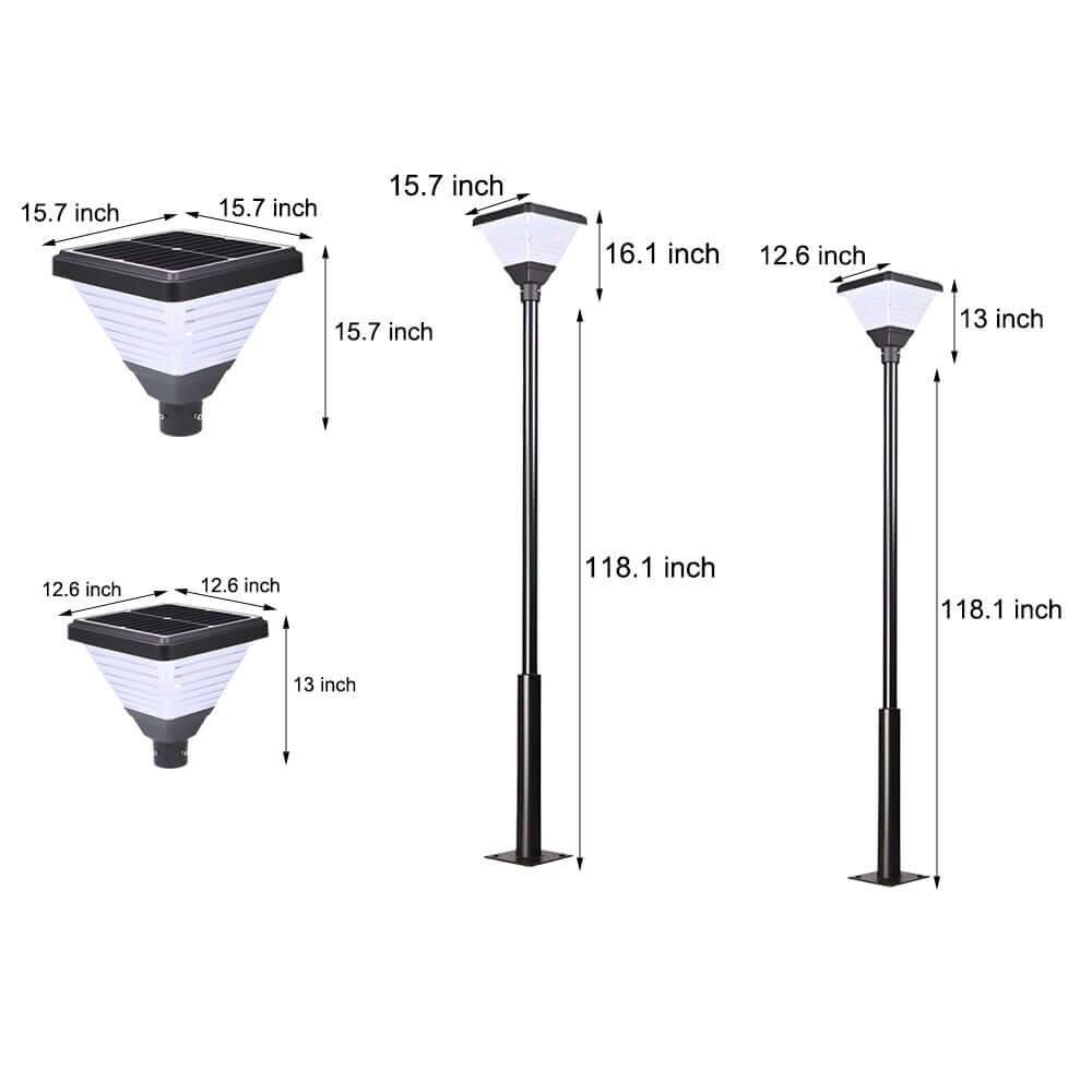 WINCHESTER SOLAR-POWERED LED SQUARE POST LANTERN, 98-IN/118-IN HEIGHT