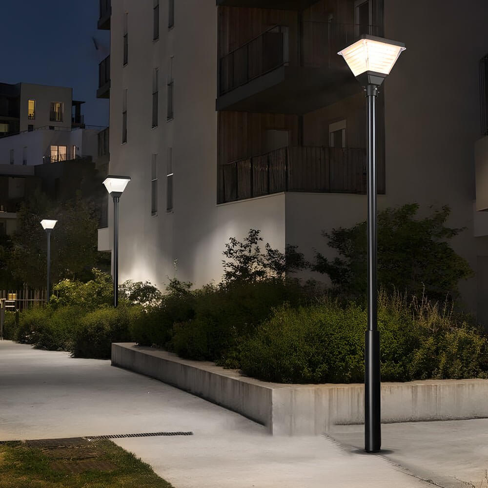 WINCHESTER SOLAR-POWERED LED SQUARE POST LANTERN, 98-IN/118-IN HEIGHT