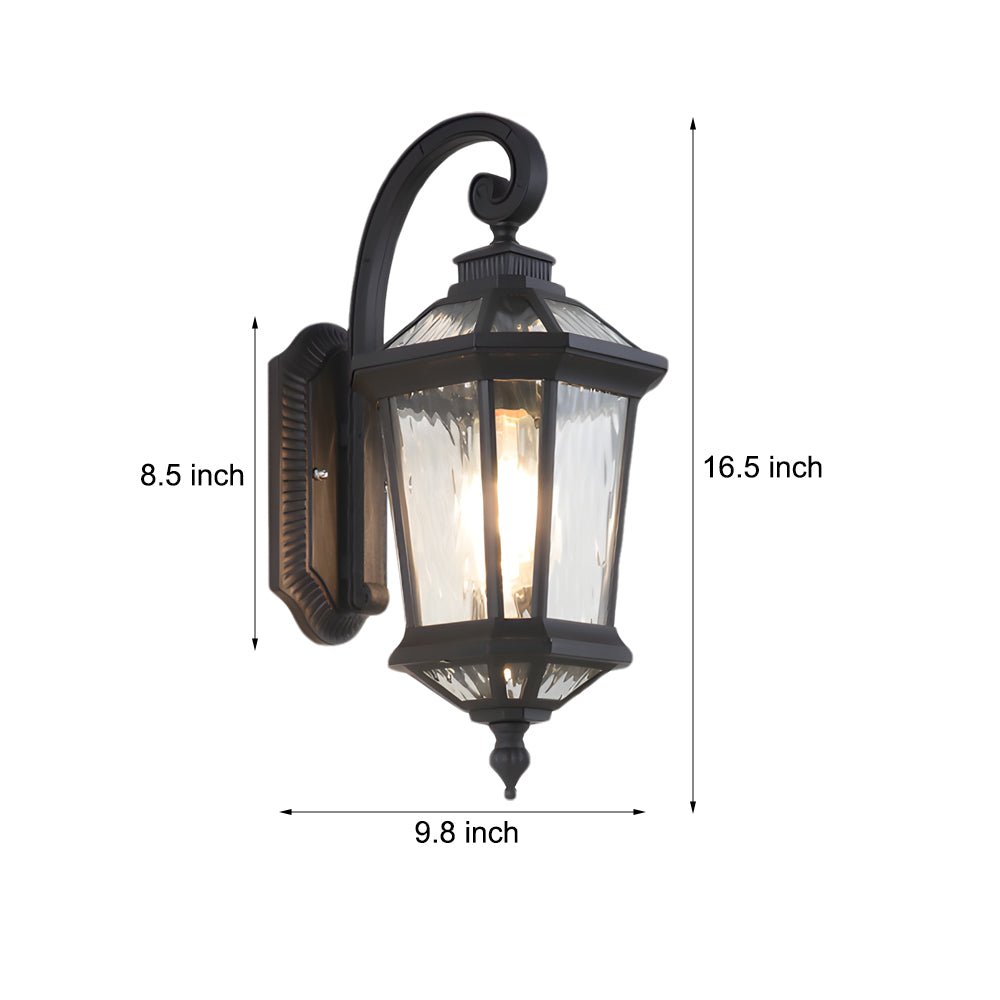WINTERBOURNE BLACK GLASS OUTDOOR WALL LANTERN