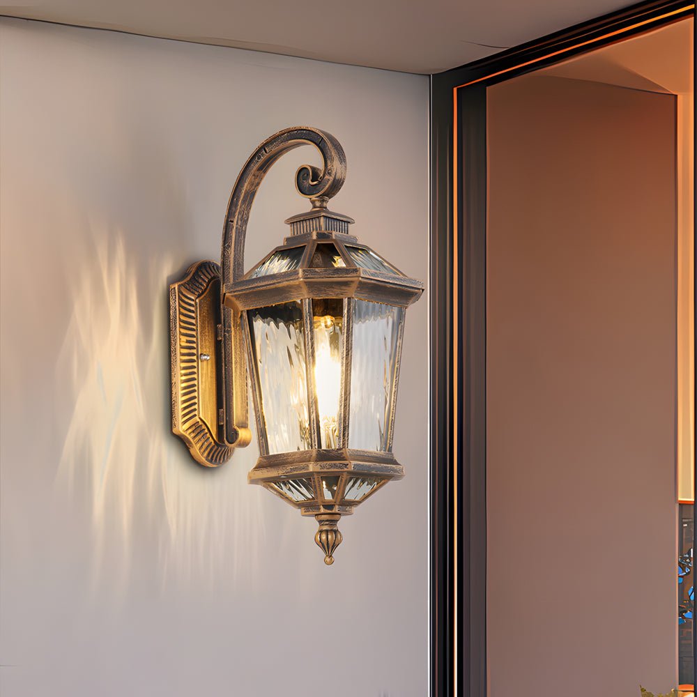 WINTERBOURNE BLACK GLASS OUTDOOR WALL LANTERN