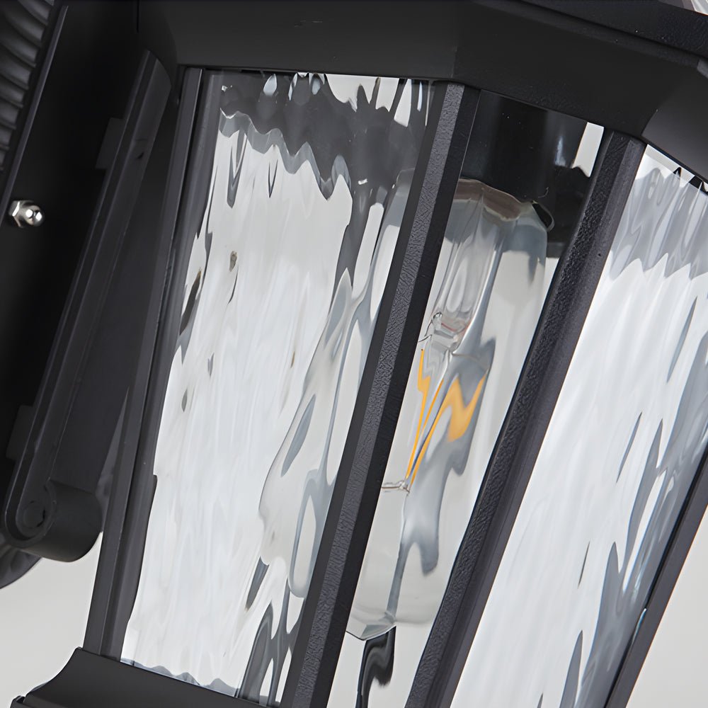 WINTERBOURNE BLACK GLASS OUTDOOR WALL LANTERN
