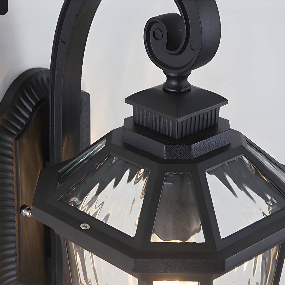 WINTERBOURNE BLACK GLASS OUTDOOR WALL LANTERN