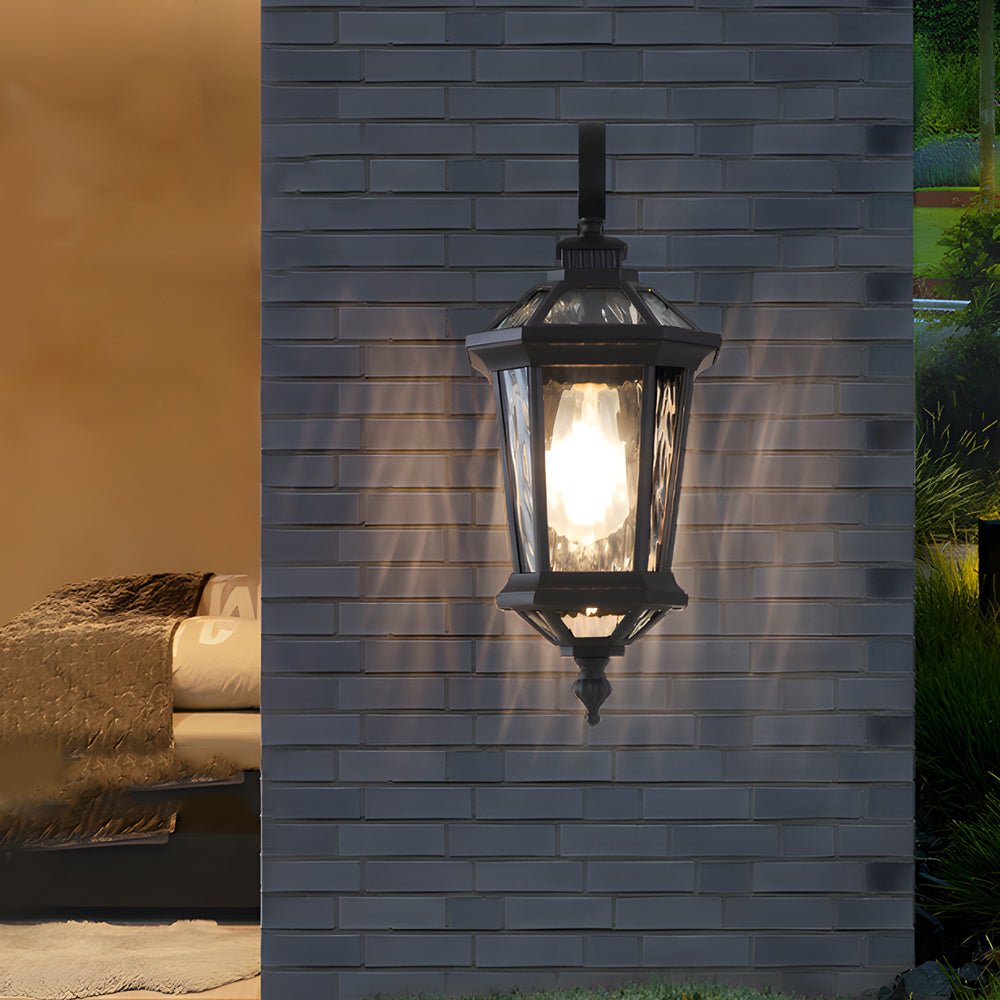 WINTERBOURNE BLACK GLASS OUTDOOR WALL LANTERN