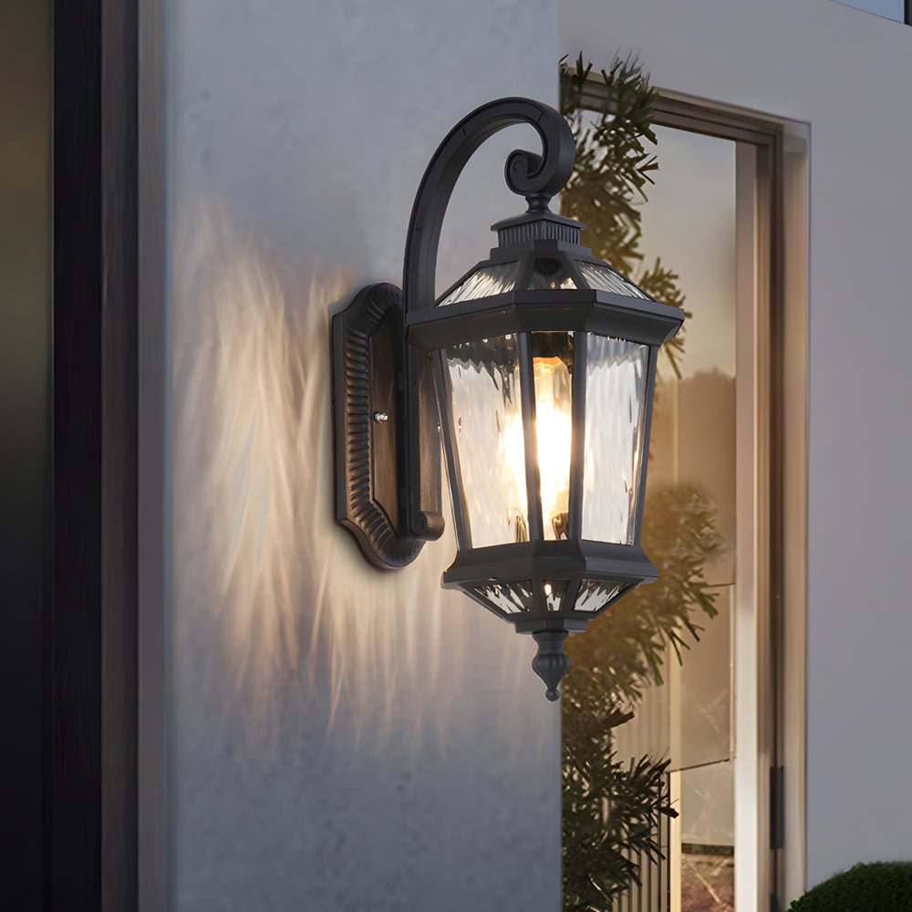 WINTERBOURNE BLACK GLASS OUTDOOR WALL LANTERN