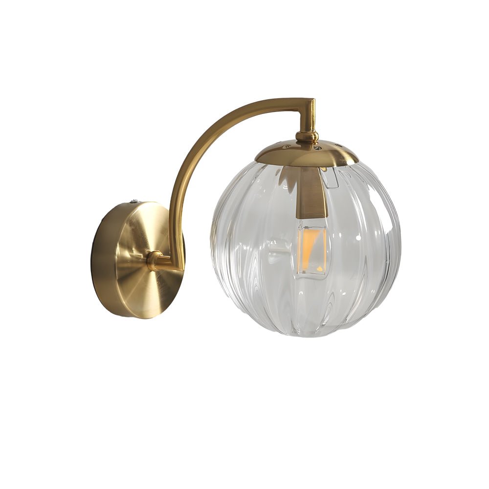 WINTHROP CURVED ARM WALL LANTERN WITH RIBBED GLASS ORB SHADE