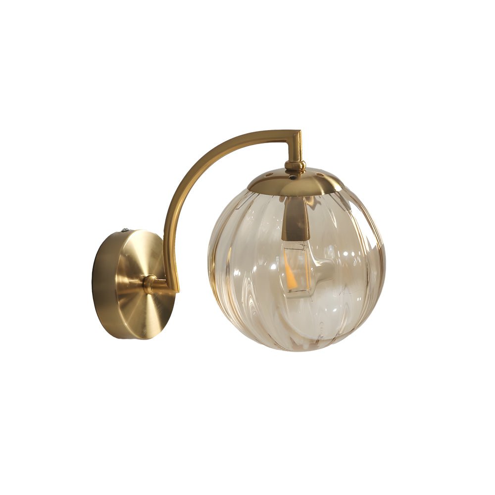 WINTHROP CURVED ARM WALL LANTERN WITH RIBBED GLASS ORB SHADE