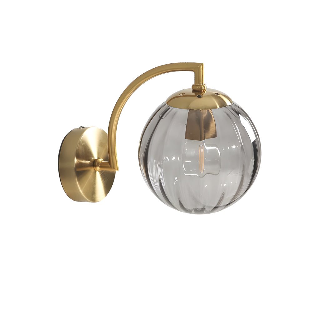 WINTHROP CURVED ARM WALL LANTERN WITH RIBBED GLASS ORB SHADE