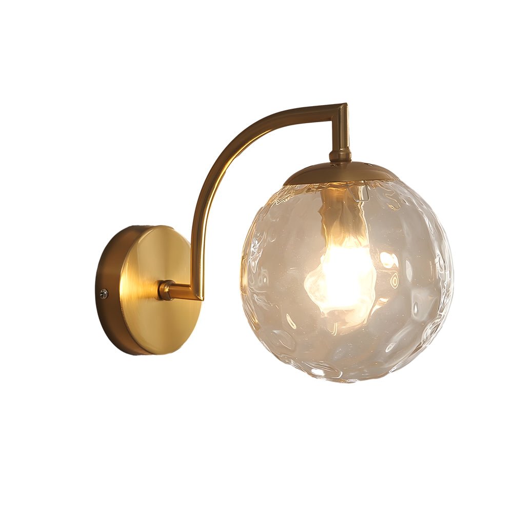 WINTHROP CURVED ARM WALL LANTERN WITH RIBBED GLASS ORB SHADE