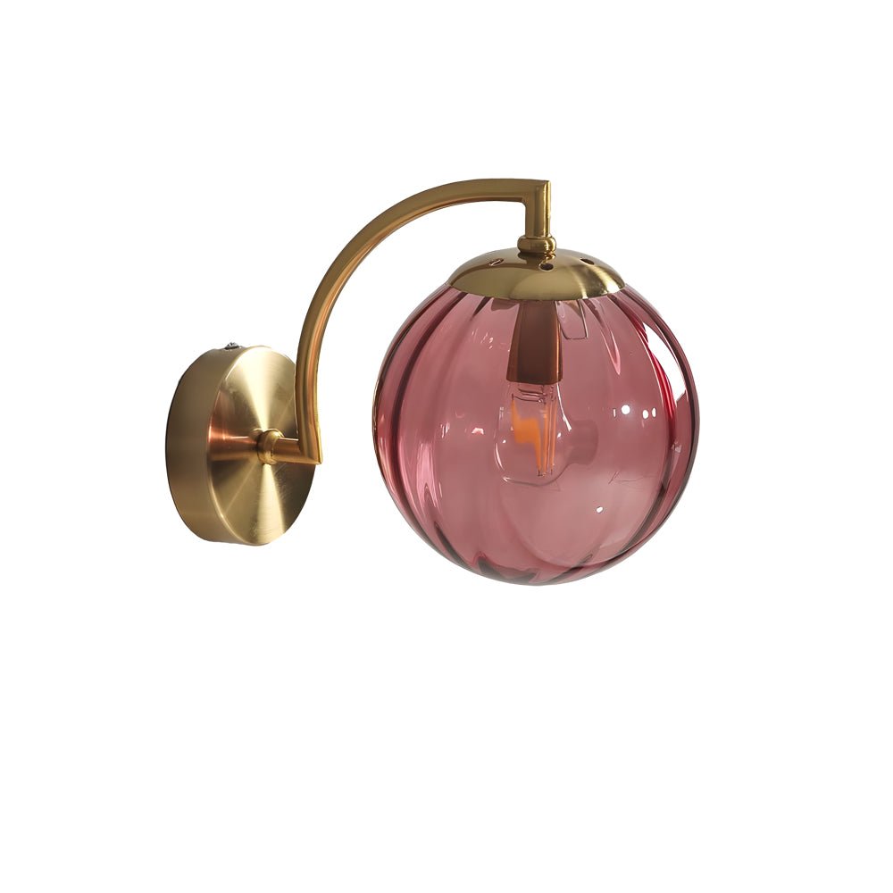 WINTHROP CURVED ARM WALL LANTERN WITH RIBBED GLASS ORB SHADE