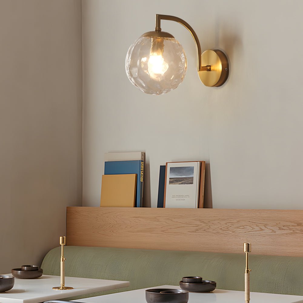 WINTHROP CURVED ARM WALL LANTERN WITH RIBBED GLASS ORB SHADE