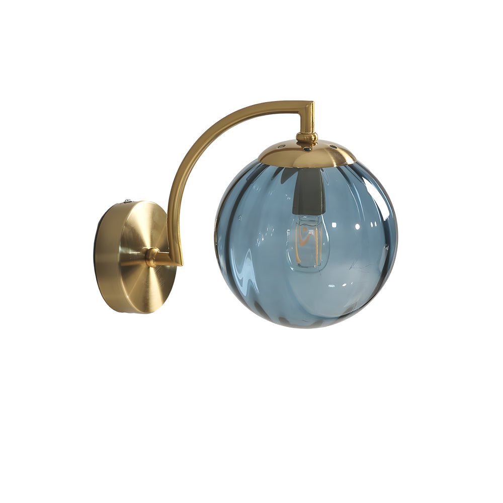 WINTHROP CURVED ARM WALL LANTERN WITH RIBBED GLASS ORB SHADE