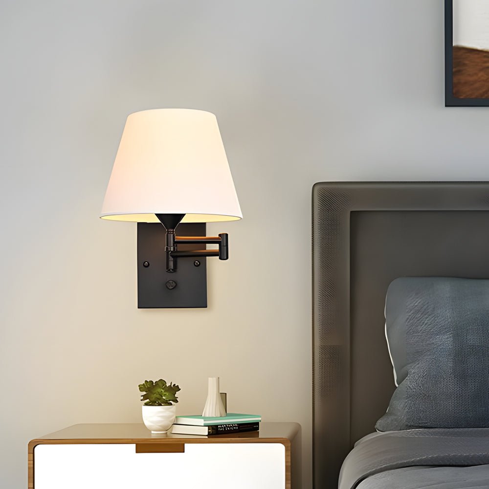 WINTHROP IRON SWINGING WALL LANTERN WITH TEXTILE SHADE