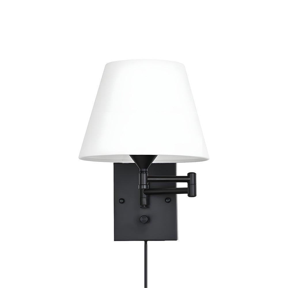 WINTHROP IRON SWINGING WALL LANTERN WITH TEXTILE SHADE