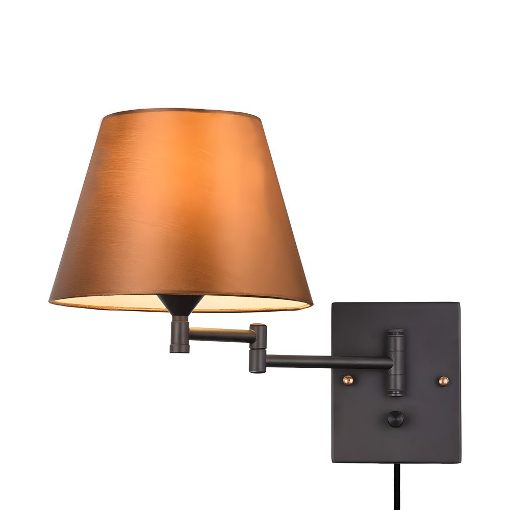 WINTHROP IRON SWINGING WALL LANTERN WITH TEXTILE SHADE