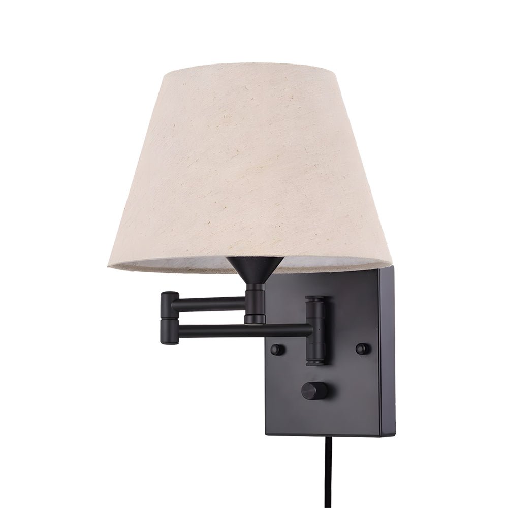 WINTHROP IRON SWINGING WALL LANTERN WITH TEXTILE SHADE