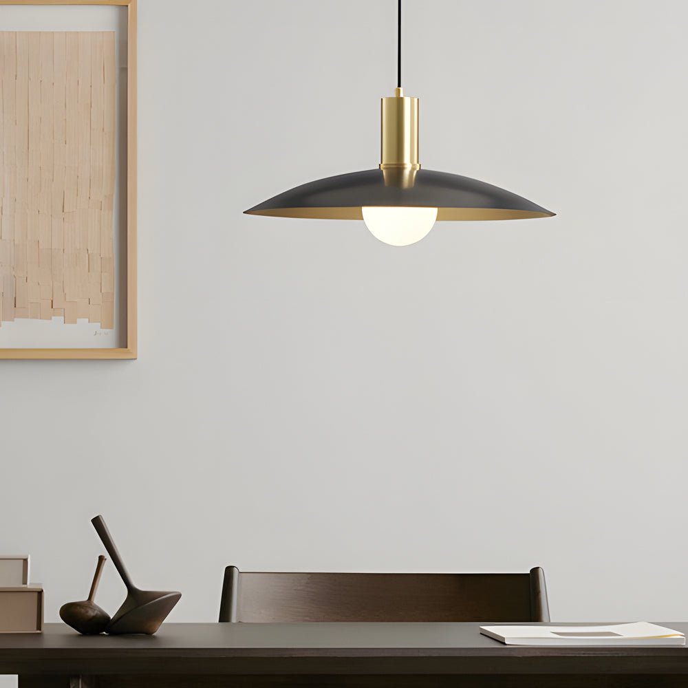 WINTERBOURNE BRASS FLARE PENDANT WITH MILK WHITE GLOBE