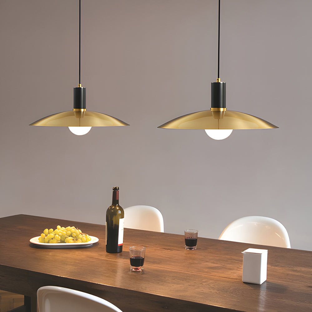 WINTERBOURNE BRASS FLARE PENDANT WITH MILK WHITE GLOBE