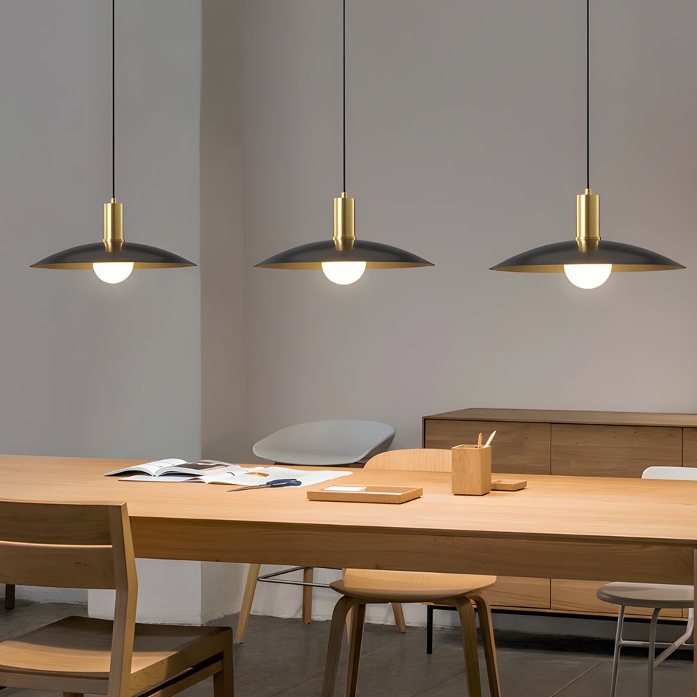 WINTERBOURNE BRASS FLARE PENDANT WITH MILK WHITE GLOBE