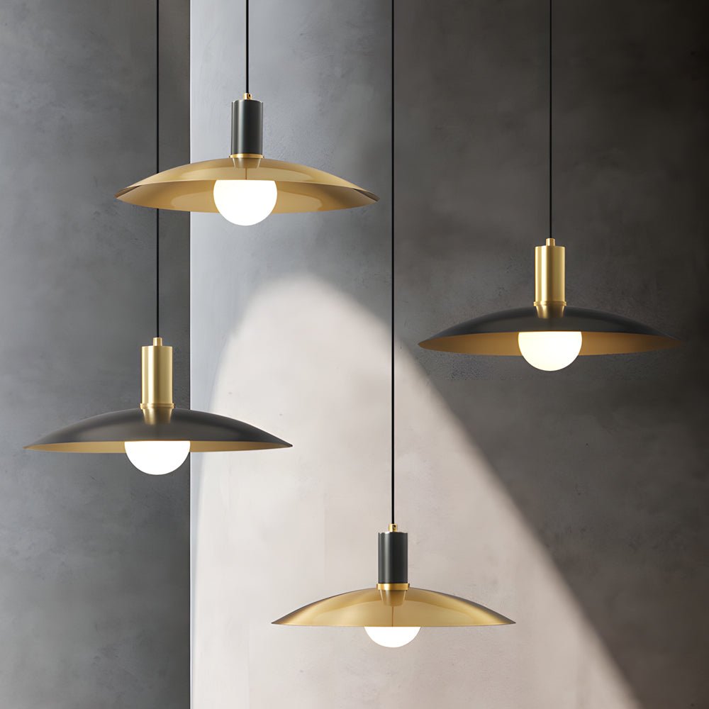 WINTERBOURNE BRASS FLARE PENDANT WITH MILK WHITE GLOBE