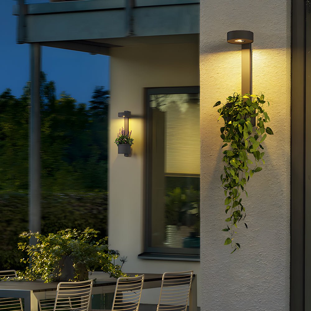 WHITBY SOLAR-POWERED GARDEN WALL LANTERN WITH INTEGRATED PLANTER