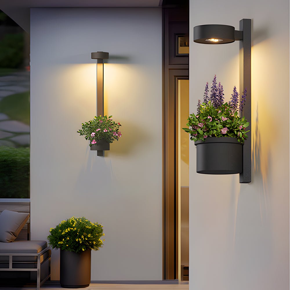 WHITBY SOLAR-POWERED GARDEN WALL LANTERN WITH INTEGRATED PLANTER