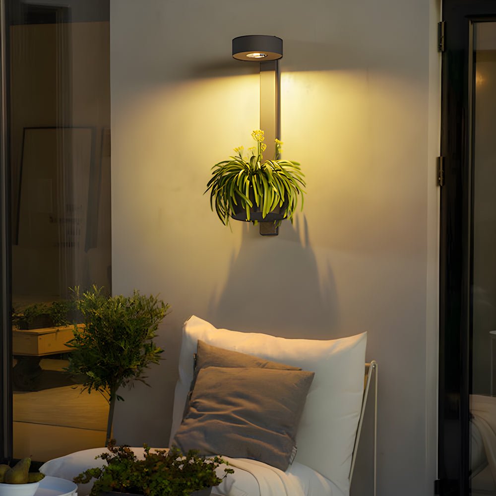 WHITBY SOLAR-POWERED GARDEN WALL LANTERN WITH INTEGRATED PLANTER