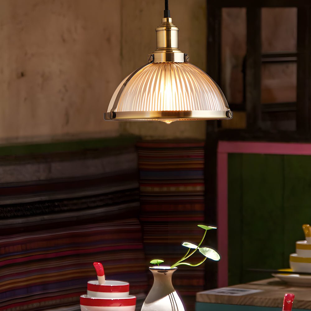 WINTERBOURNE STRIPED GLASS TUNGSTEN PENDANT LAMP