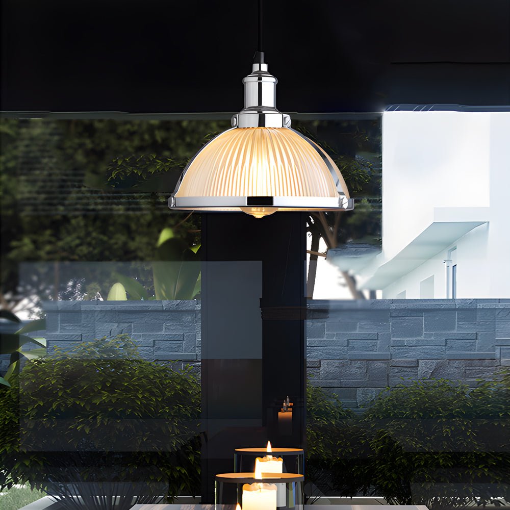WINTERBOURNE STRIPED GLASS TUNGSTEN PENDANT LAMP