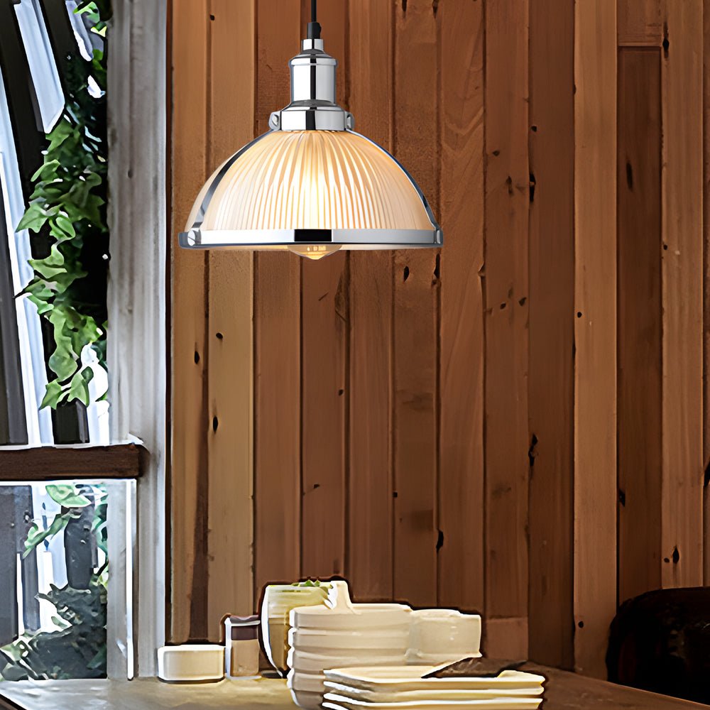 WINTERBOURNE STRIPED GLASS TUNGSTEN PENDANT LAMP