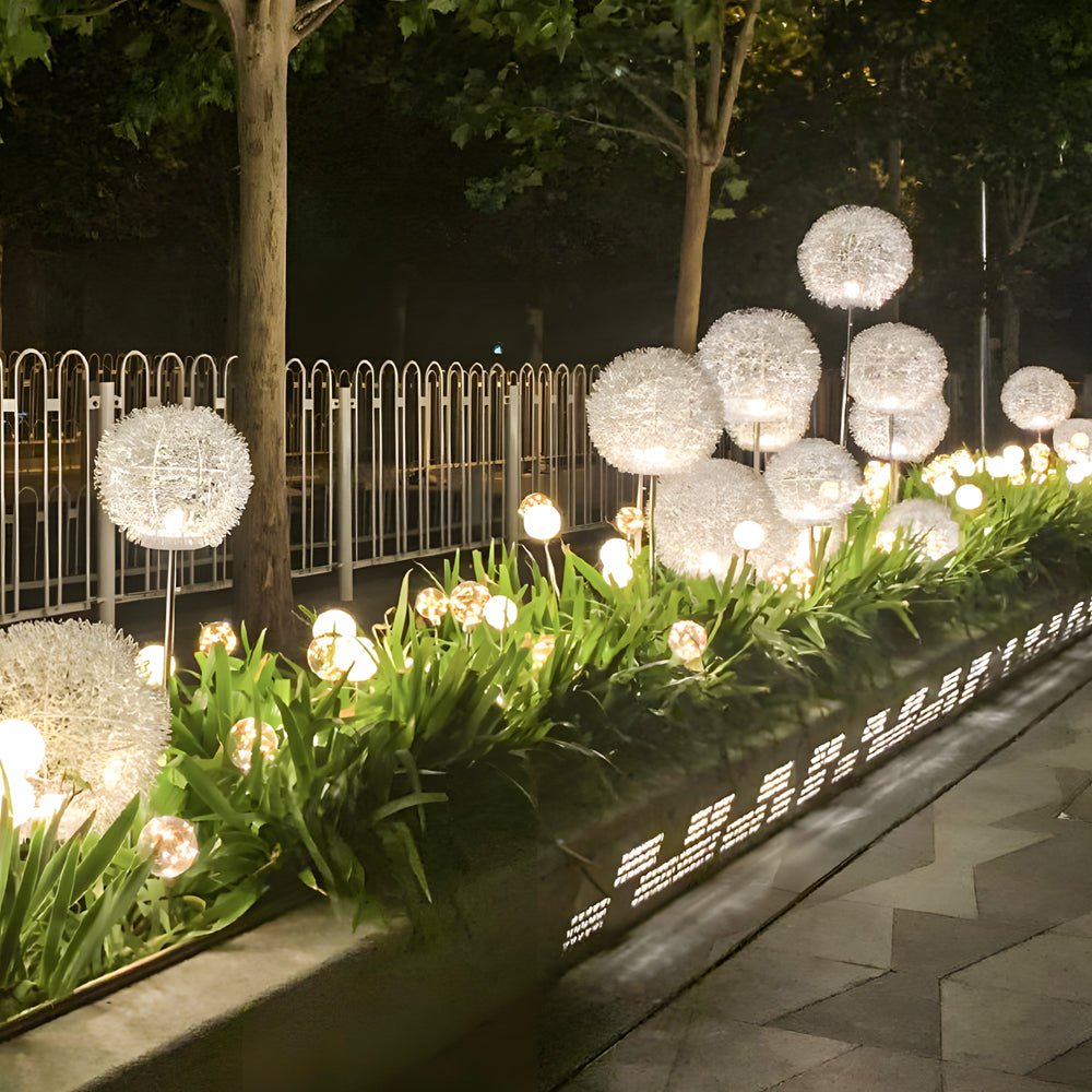 1. **WILLOWSHIRE SOLAR GLOWING DANDY LIGHTS** - A charming set of ten solar-powered garden illuminators designed to mimic the delicate beauty of dandelions, casting a warm glow along pathways.

2. **HATHERLEIGH GARDEN LUMINAIRES** - This exquisite collect