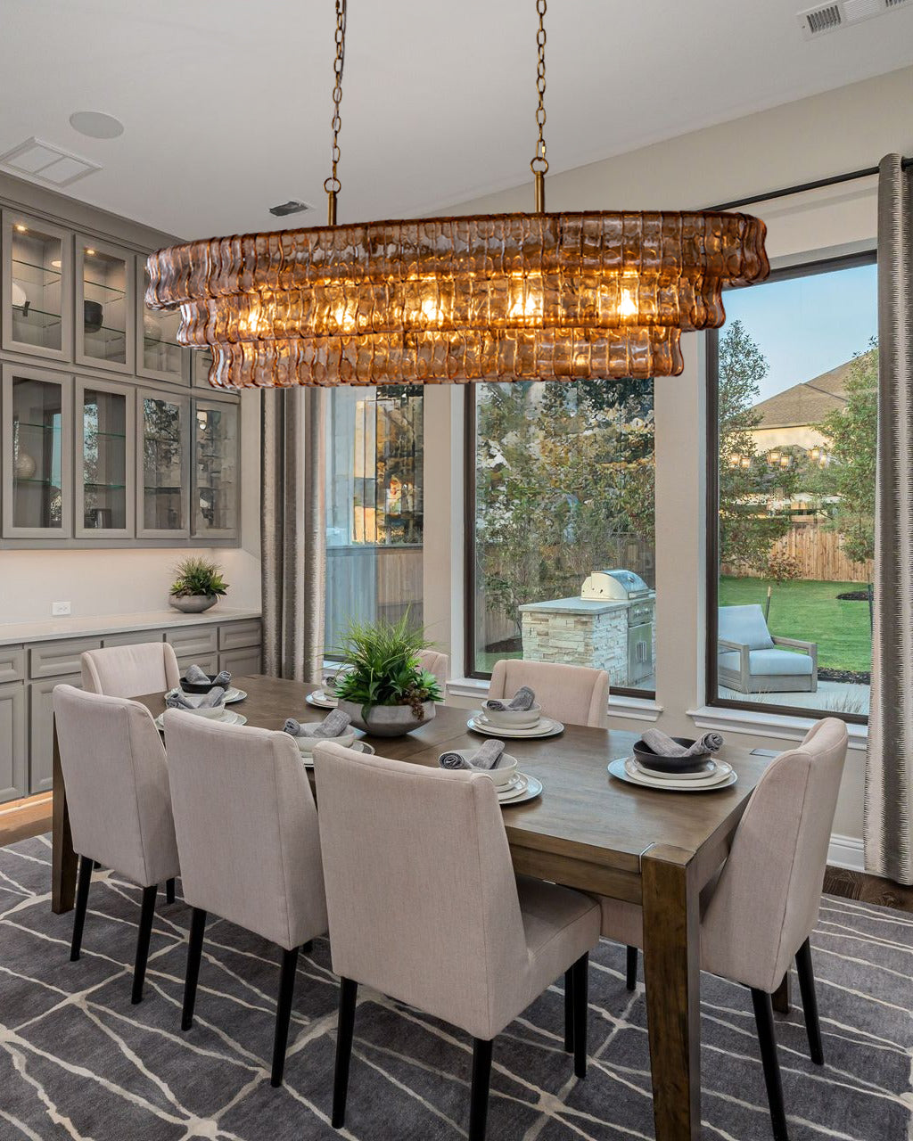 VITTORIO SMOKED GLASS OVATE CEILING LANTERN