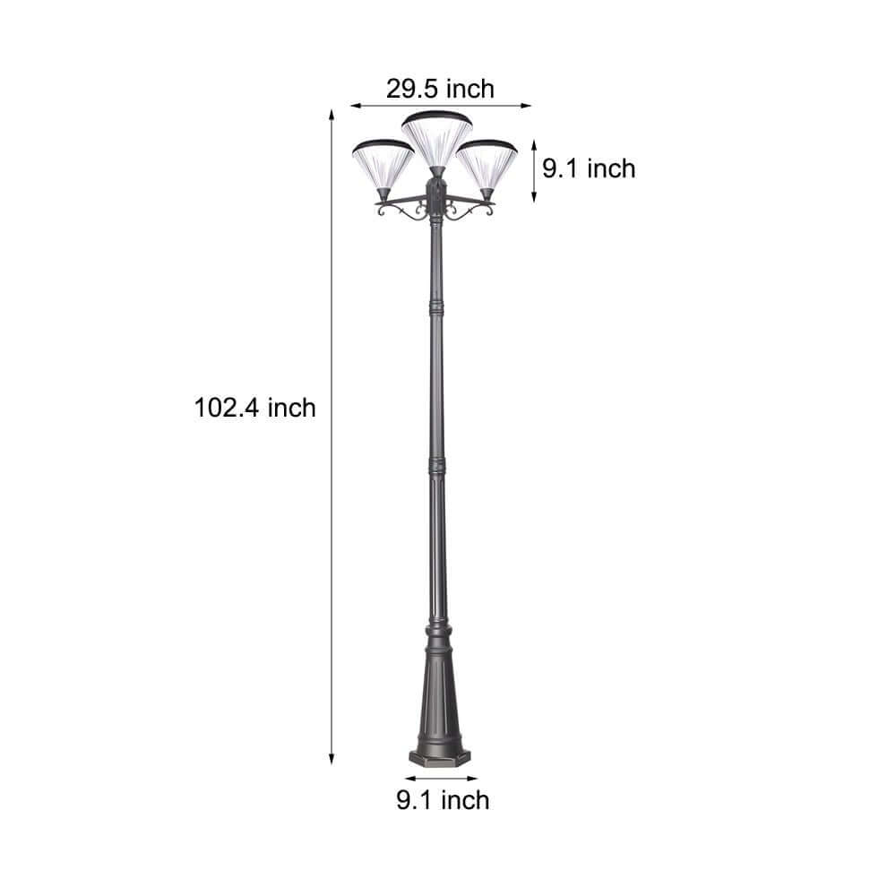 WINTERBOURNE 102-INCH BLACK TRIPLE LANTERN STREET POST LIGHT