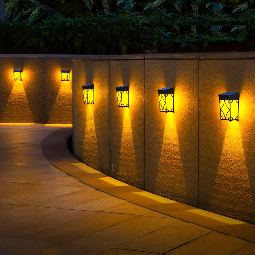 WINDERMERE SOLAR ILLUMINATION WALL SCONCE WITH MOTION DETECTION"  
2. "HARTLEPOOL RGB SOLAR-POWERED MOTION-ACTIVATED WALL LIGHTS