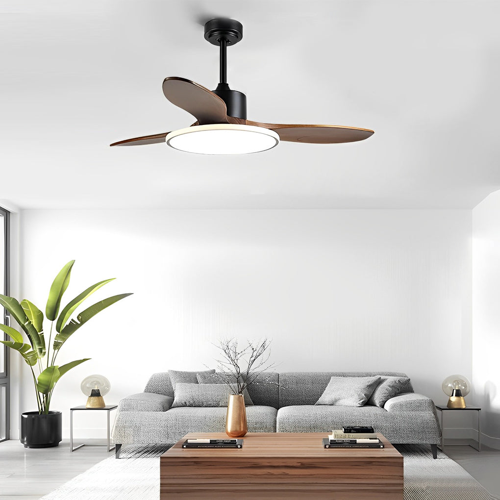 WINDSOR WOODEN TRIO DIMMER CEILING FAN LIGHT WITH REMOTE