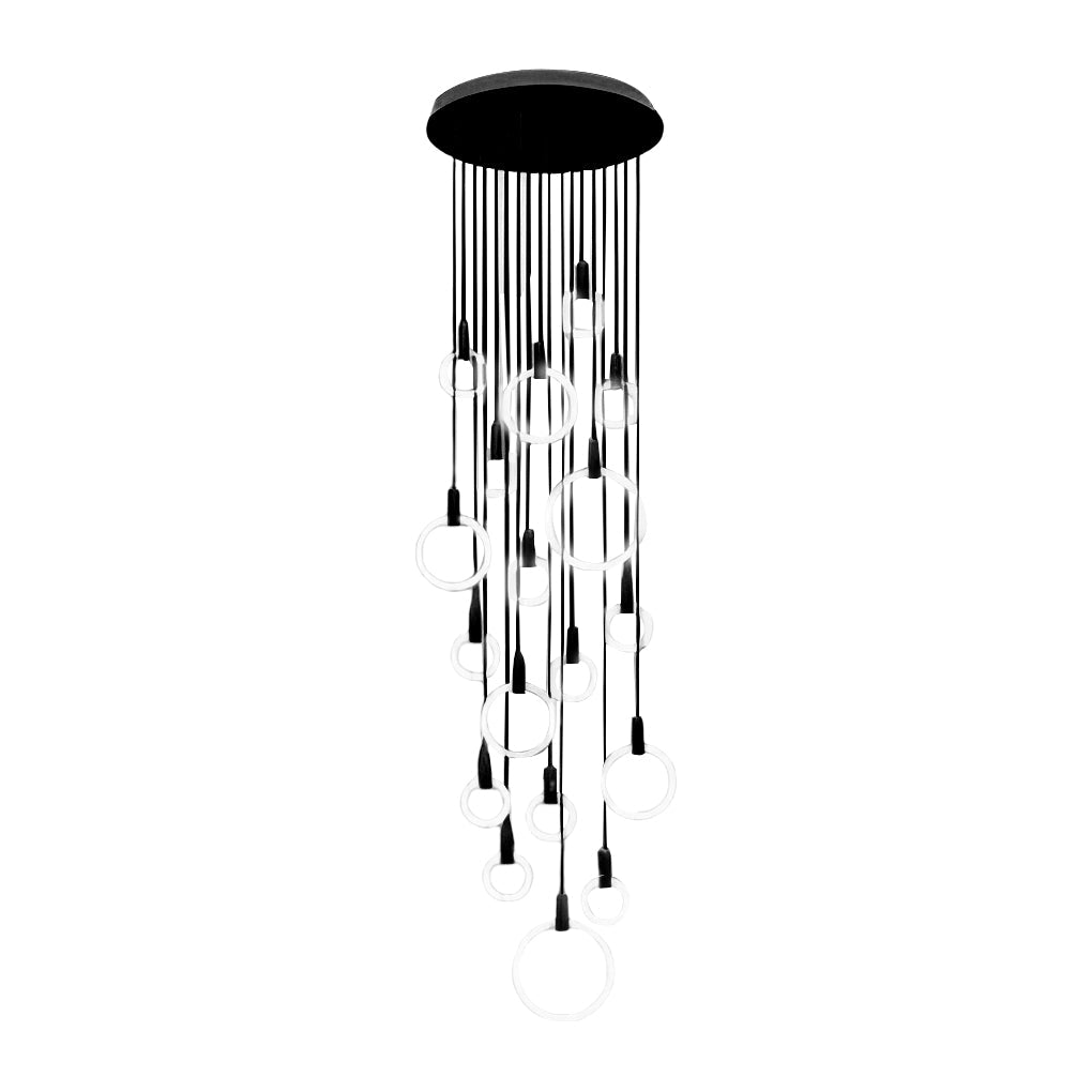WINTHROP RINGED DIMMABLE LED STAIRWAY CHANDELIER