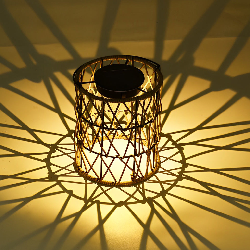 WHITLEY RATTAN-WOVEN SOLAR GARDEN ILLUMINATOR